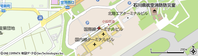 小松空港ターミナル国際線出発口周辺の地図