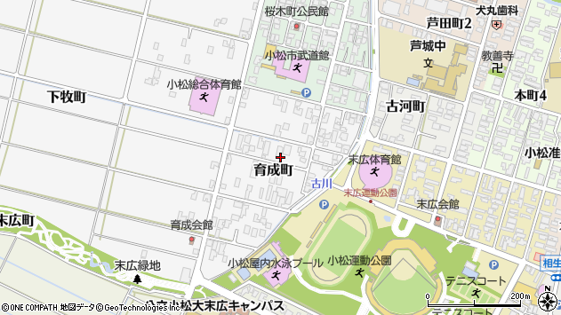〒923-0943 石川県小松市育成町の地図
