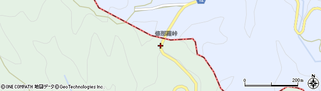 修那羅峠周辺の地図