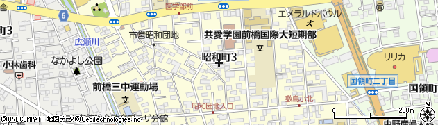 群馬県前橋市昭和町周辺の地図