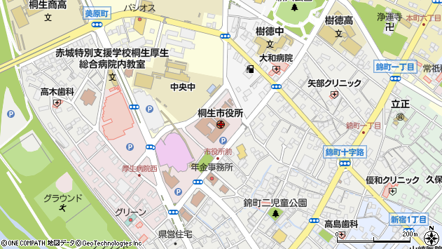 〒376-0000 群馬県桐生市（以下に掲載がない場合）の地図