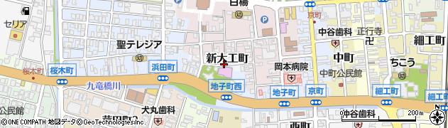 石川県小松市新大工町周辺の地図