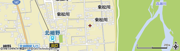 長野県松川村（北安曇郡）北細野周辺の地図