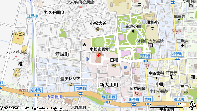 〒923-0000 石川県小松市（以下に掲載がない場合）の地図
