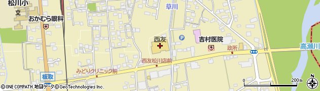 クリーニングの巴屋・西友松川店周辺の地図
