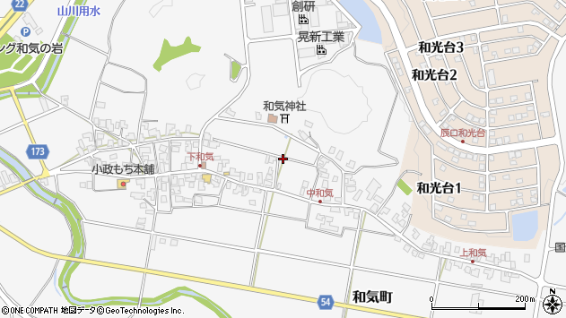 〒923-1224 石川県能美市和気町の地図
