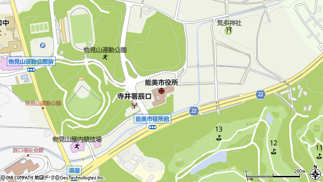 〒923-1100 石川県能美市（以下に掲載がない場合）の地図