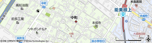 石川県能美市中町（ツ）周辺の地図