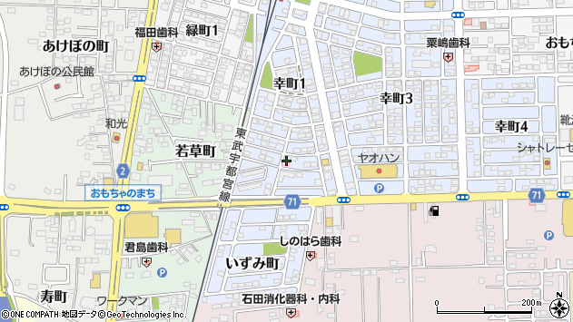 〒321-0203 栃木県下都賀郡壬生町幸町の地図