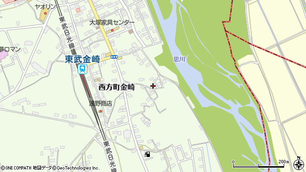 〒322-0601 栃木県栃木市西方町金崎の地図