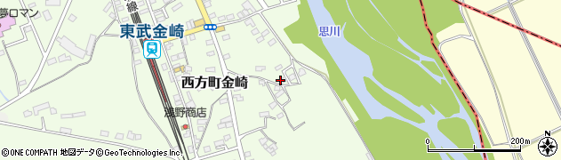 栃木県栃木市西方町金崎周辺の地図