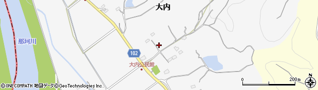 茨城県那珂市大内周辺の地図