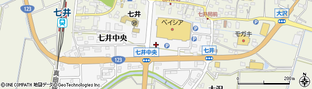 栃木県芳賀郡益子町七井中央周辺の地図