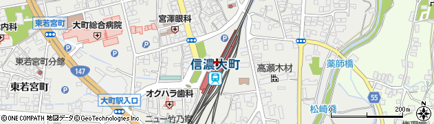 長野県大町市周辺の地図