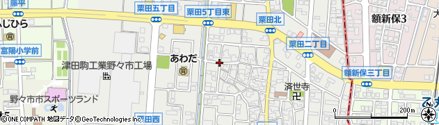 石川県野々市市粟田周辺の地図