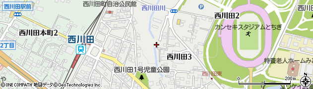 栃木県宇都宮市西川田周辺の地図