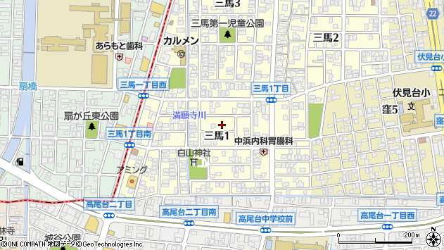 〒921-8162 石川県金沢市三馬の地図