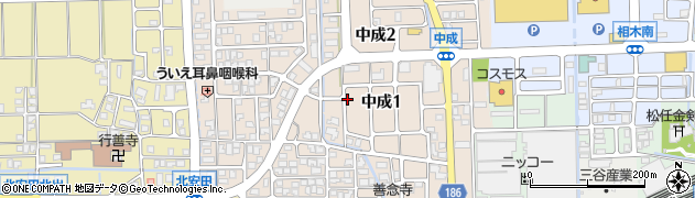 石川県白山市中成周辺の地図