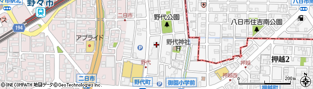 石川県野々市市野代周辺の地図