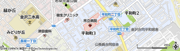 金沢市立病院周辺の地図