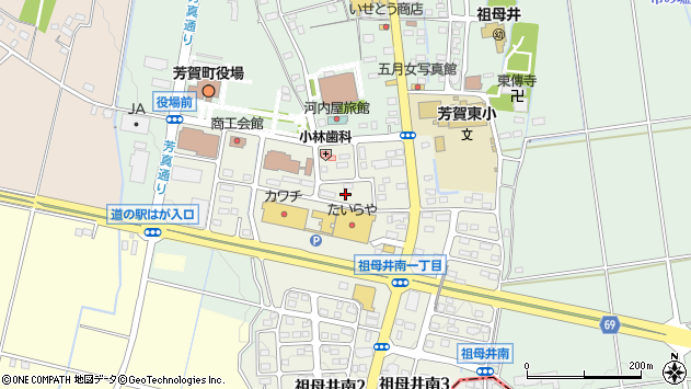 〒321-3307 栃木県芳賀郡芳賀町祖母井南の地図