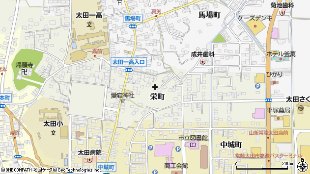 〒313-0005 茨城県常陸太田市栄町の地図