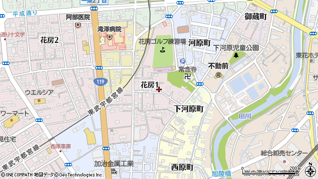〒320-0827 栃木県宇都宮市花房の地図