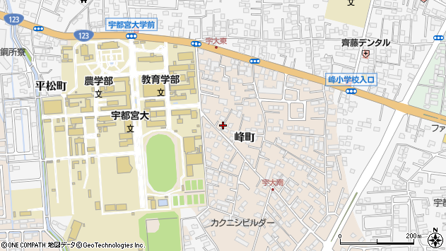 〒321-0943 栃木県宇都宮市峰町の地図