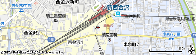 金沢市営　西金沢駅東駐輪場周辺の地図