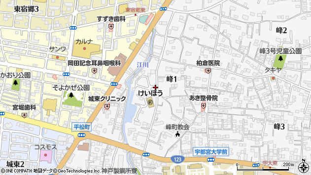 〒321-0942 栃木県宇都宮市峰の地図