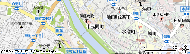 石川県金沢市十三間町周辺の地図