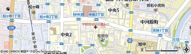 宇都宮城址公園入口周辺の地図