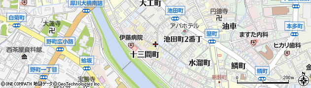 石川県金沢市十三間町中丁7周辺の地図
