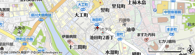 石川県金沢市池田町周辺の地図
