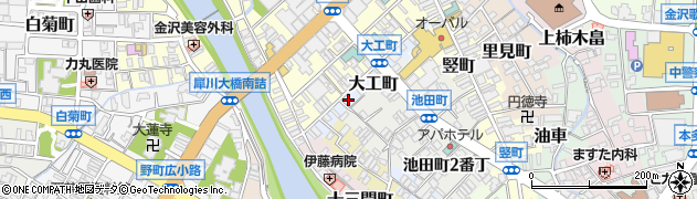石川県金沢市大工町周辺の地図