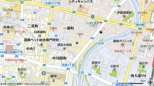 〒320-0814 栃木県宇都宮市三番町の地図