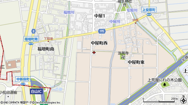 〒920-0375 石川県金沢市中屋町の地図