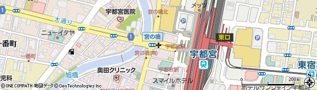 栃木県宇都宮市駅前通り周辺の地図