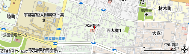 栃木県宇都宮市西大寛周辺の地図