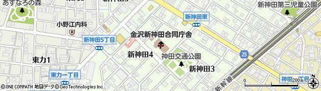 金沢新神田合同庁舎　診療所周辺の地図