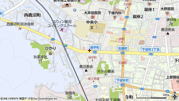 〒322-0058 栃木県鹿沼市麻苧町の地図