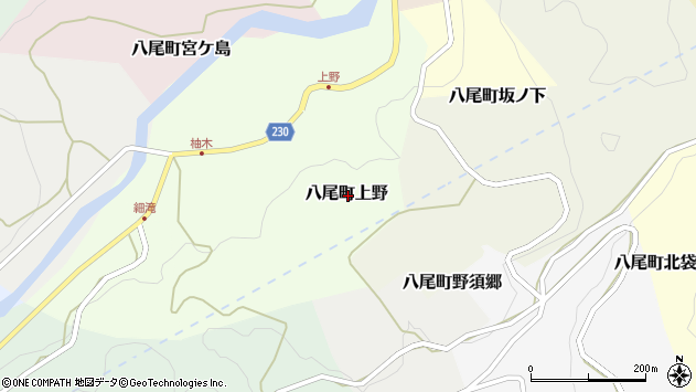 〒939-2477 富山県富山市八尾町上野の地図