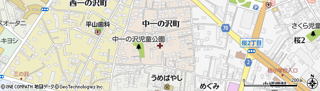 栃木県宇都宮市中一の沢町周辺の地図