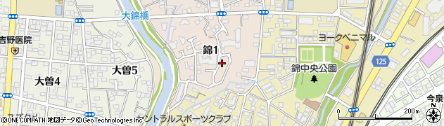 栃木県宇都宮市錦1丁目周辺の地図