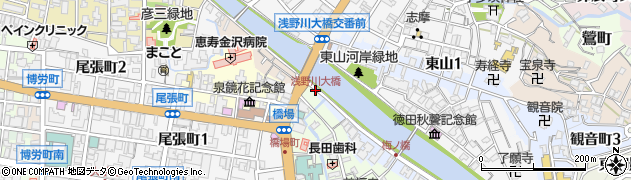 浅野川大橋周辺の地図