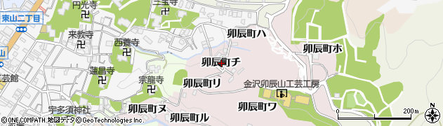 石川県金沢市卯辰町（チ）周辺の地図