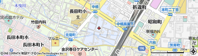 石川県金沢市中橋町周辺の地図