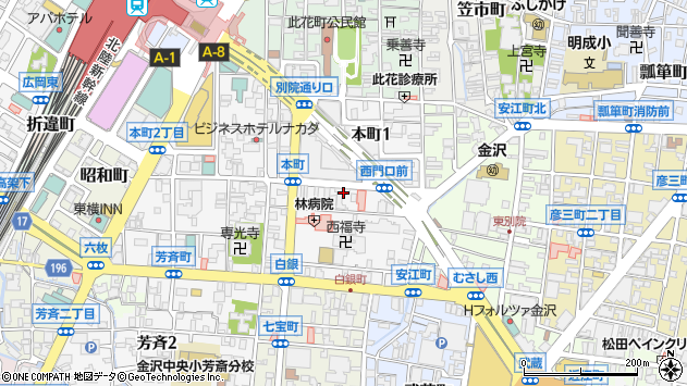 〒920-0853 石川県金沢市本町の地図