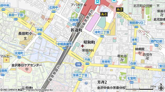 〒920-0856 石川県金沢市昭和町の地図