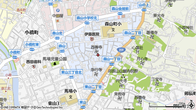 〒920-0843 石川県金沢市森山の地図